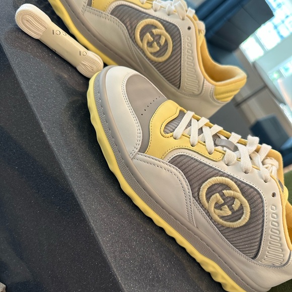Gucci Mac80 Embroidered Sneakers 'White Grey Yellow' - Picture 2 of 5